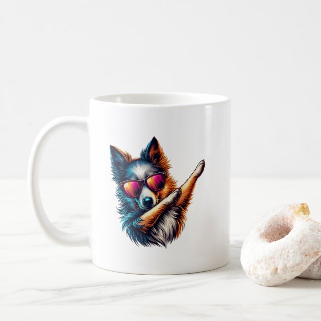 Snygg Dabbing Hund Konst Kaffemugg (Med munk)