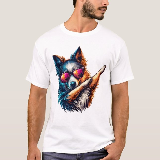 Snygg Dabbing Hund Konst T Shirt (Framsida)