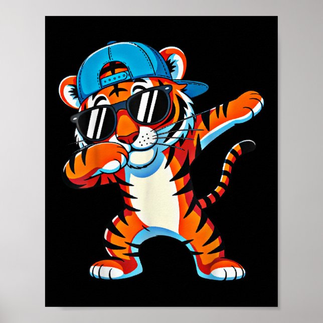 Snygg Dabbing Tiger Kläder Söt Djur Man Flicka B Poster (Framsidan)