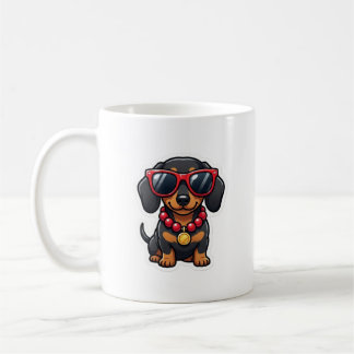 Snygg Dachshund-hund med solglasögon och pärlor Mu Kaffemugg