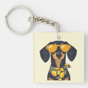 Snygg Dachshund Hund Solglasögon Citroner