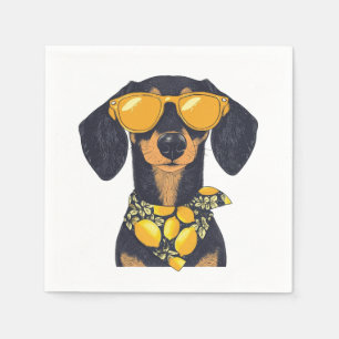 Snygg Dachshund Hund Solglasögon Citroner Pappersservett