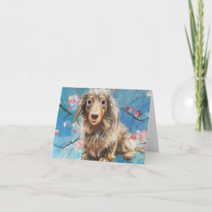 Snygg Dachshund i Cherry-Blommar Kort