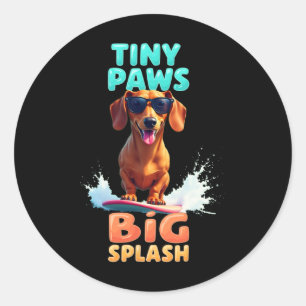 Snygg Dachshund Surfande Hund För Män Kvinnor Flic Runt Klistermärke