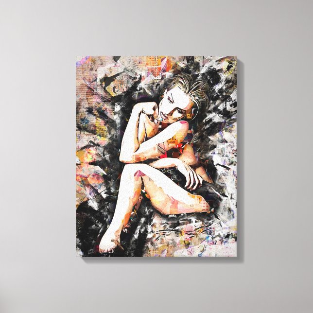 Snygg Dam Abstrakt Art Wrapped Canvas (Framsida)