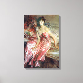 Snygg Dam i en Rosa Dress (Giovanni Boldini) Canvastryck