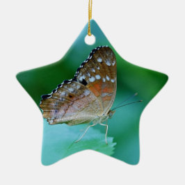 Snygg Danaus Plexippus Butterfly på Löv. Julgransprydnad Keramik