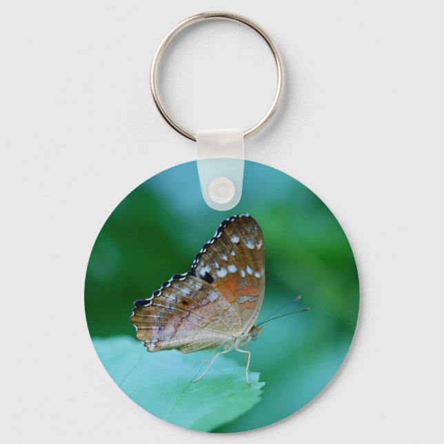 Snygg Danaus Plexippus Butterfly på Löv. Nyckelring (Framsida)