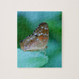 Snygg Danaus Plexippus Butterfly på Löv. Pussel