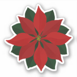 Snygg Deep Red Poinsettia-julgrafik Klistermärken