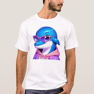 Snygg Delfin Tecknad Film T Shirt