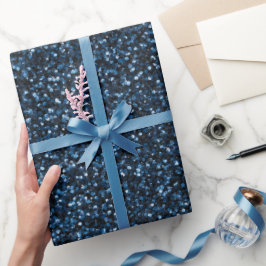 Snygg Denimblå Fin Glittermönster Presentpapper