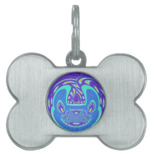 Snygg design av vektorkonst i cyan blue kaleidosco namnbricka husdjur