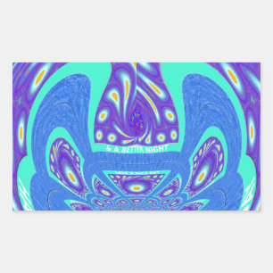 Snygg design av vektorkonst i cyan blue kaleidosco rektangulärt klistermärke