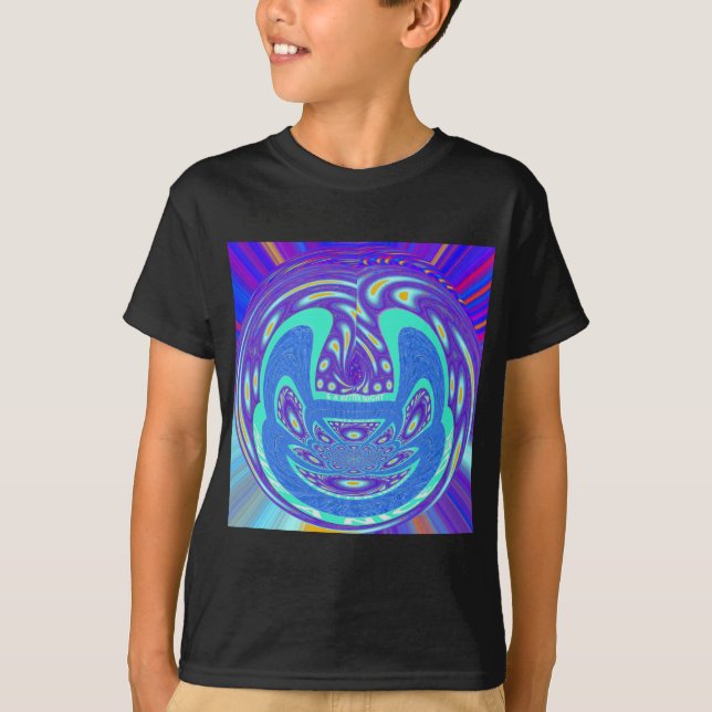 Snygg design av vektorkonst i cyan blue kaleidosco t-shirt (Framsida)