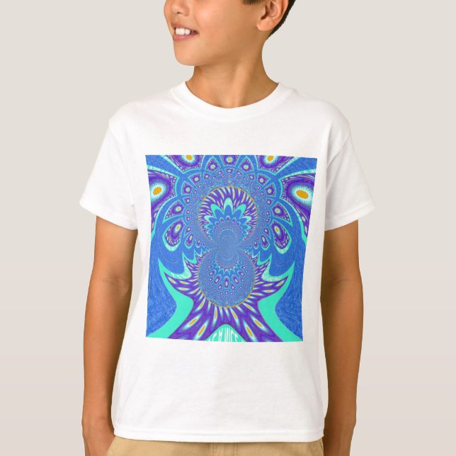 Snygg design av vektorkonst i cyan blue kaleidosco tee (Framsida)