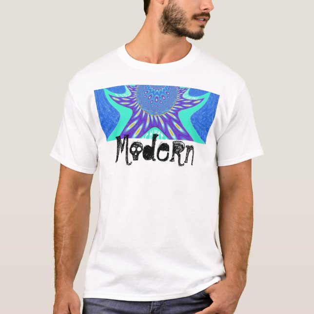 Snygg design av vektorkonst i cyan blue kaleidosco tee (Framsida)
