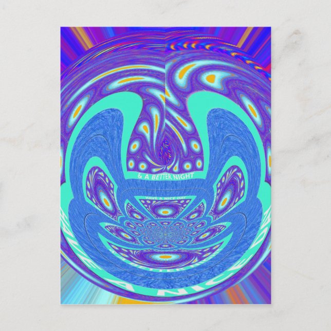Snygg design av vektorkonst i cyan blue kaleidosco vykort (Framsida)