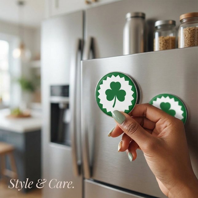 Snygg design med trebladig klöver Premium Magnet (Stylish Three Leaf Clover Design Premium Magnet)