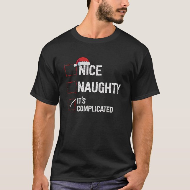 Snygg, det är komplicerad jullista, tomten t shirt (Framsida)