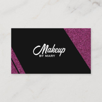 Snygg diagonal rosa glitter och svart sminkartist visitkort