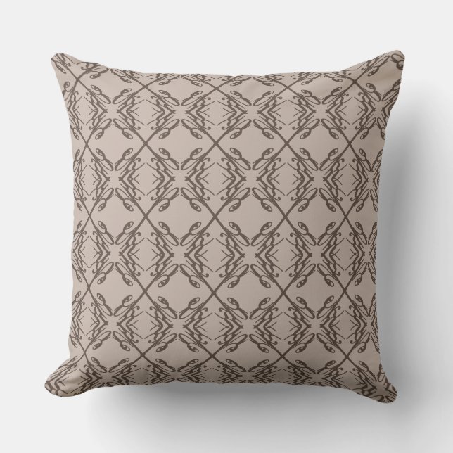 Snygg diamantmönster i kaffebrun och beige kudde (Framsida)
