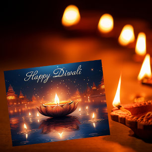 Snygg Diya-festival för Light Lycklig Diwali Julkort