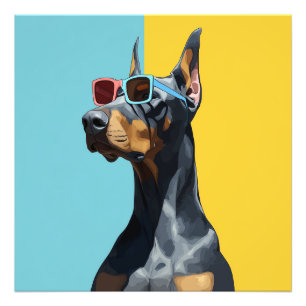 Snygg dobermann med solglasögon fototryck