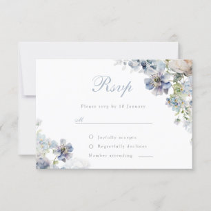 Snygg Dusty Blåa blommor Elegant bröllop OSA Kort