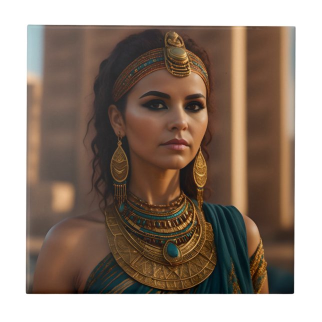 Snygg egyptisk kvinna porträtt kakelplatta (Framsidan)