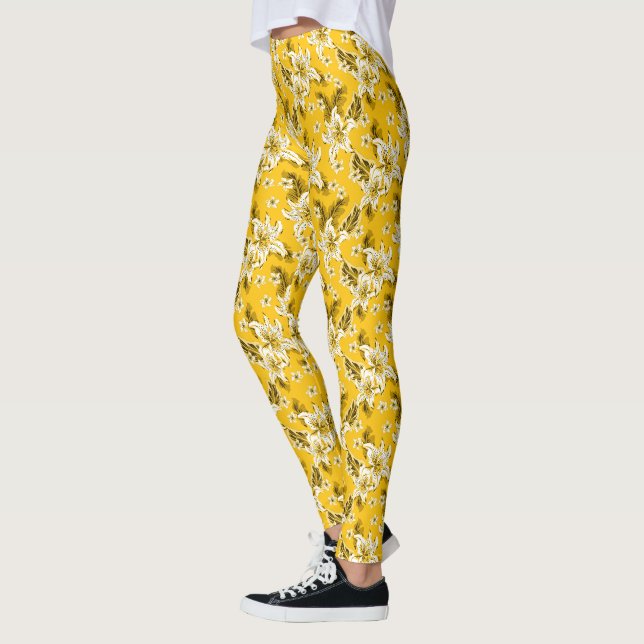 Snygg elegant-blomma mönster leggings (Vänster)