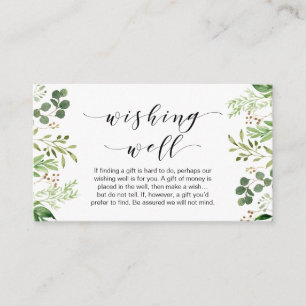 Snygg Elegant Greenery, Bröllop Wishing well Tilläggskort