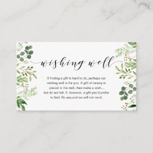 Snygg Elegant Greenery, Bröllop Wishing well Tilläggskort