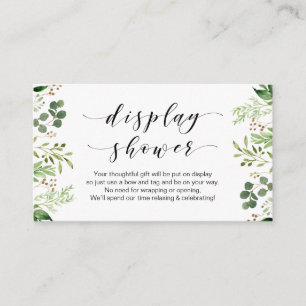 Snygg Elegant Greenery, svart, Visning Shower Tilläggskort
