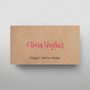 Snygg Elegant Kraftpapper Rosa Inredningsdesigner Visitkort