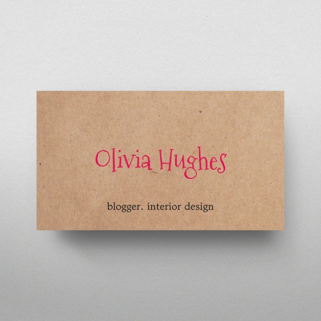 Snygg Elegant Kraftpapper Rosa Inredningsdesigner Visitkort (Skapare uppladdad)