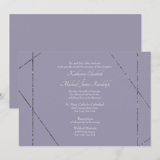 Snygg Elegant Lavender Bröllop II Inbjudningar (Fram/baksida)