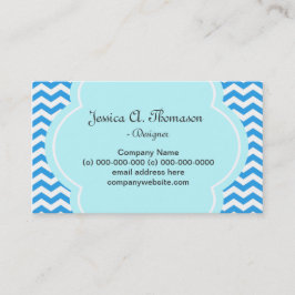 Snygg, elegant, modern blå chevron visitkort