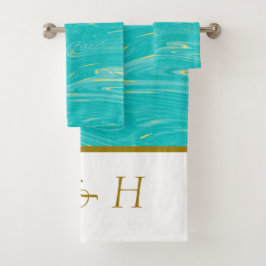 Snygg elegant Modern Marble Blue Monogram