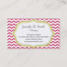 Snygg, elegant, modern rosa-chevron visitkort