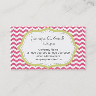 Snygg, elegant, modern rosa-chevron visitkort