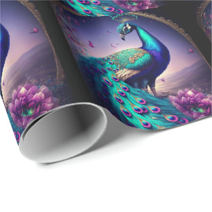 Snygg Elegant Peacock Bird Wildlife Art Presentpapper