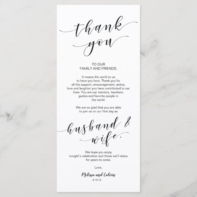 Snygg Elegant Tack för ställe-kortet Program (Framsida)