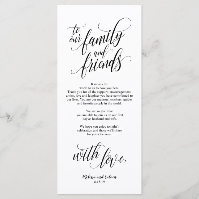 Snygg Elegant Tack för ställe-kortet Program (Framsida)