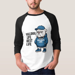 Snygg engelsk bulldogg liv tecknad serie t shirt
