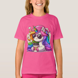 Snygg enhörning med solglasögon och kaffe t shirt