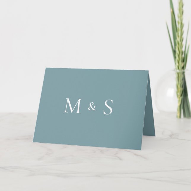 Snygg Enkel Teal Monogram Vickad Bröllop Inbjudan (Framsida)
