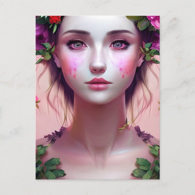 Snygg Etheral Woman Fantasy Art Vykort (Framsida)