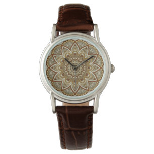 Snygg exotic Boho Chic Mandala i Earth Tones Armbandsur
