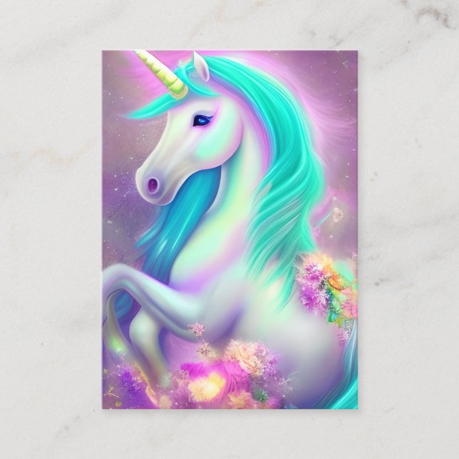 Snygg, exotisk digital Art Unicorn-munhålan Visitkort (Framsida)